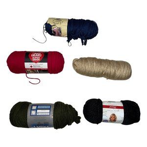 Caron Premier Red Heart Mixed Lot Yarn Green Tan Blue Black Over 2 Pounds Weight